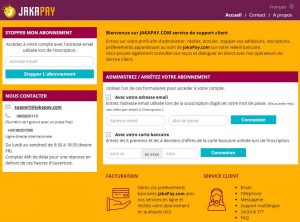 Une capture d'écran de la page d'accueil du site JakaPay.